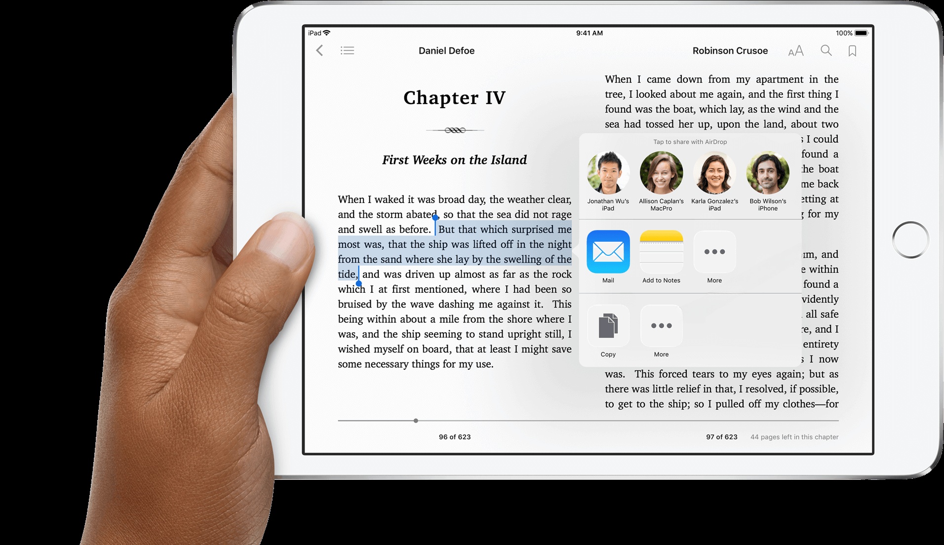 ibooks hỗ trợ chia sẻ đoạn trích lên mạng xã hội