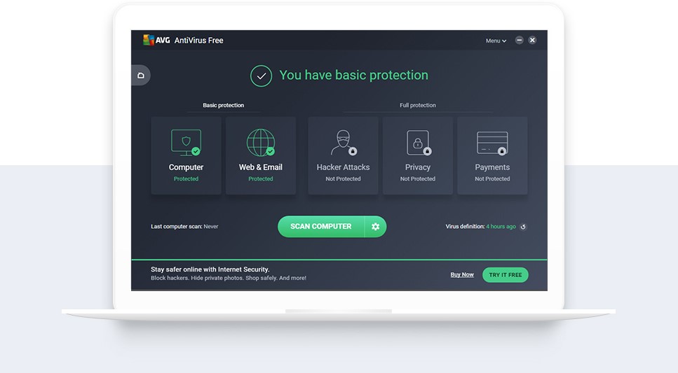 Giao diện AVG AntiVirus FREE 2018