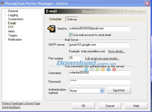 Giám sát hoạt động máy tính BlazingTools Perfect Keylogger
