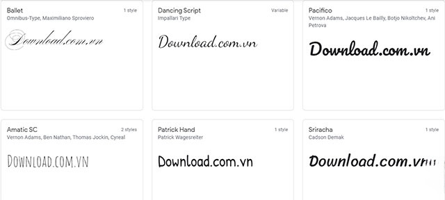 Bộ Font chữ viết tay