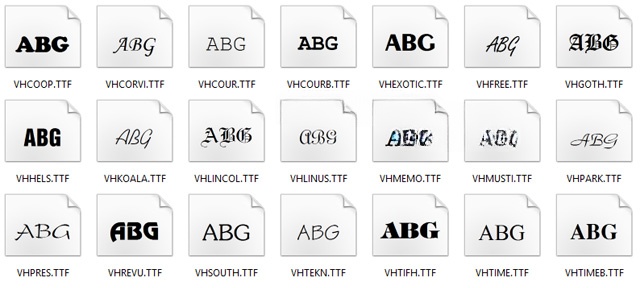 Một số font chữ họ TCVN3 trong bộ font TCVN3