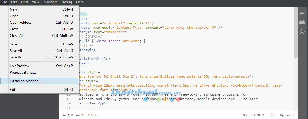 Quản lý danh mục gói mở rộng trong Brackets