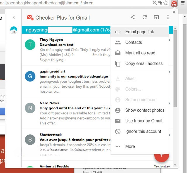 Nhiều thao tác với email trên trình duyệt