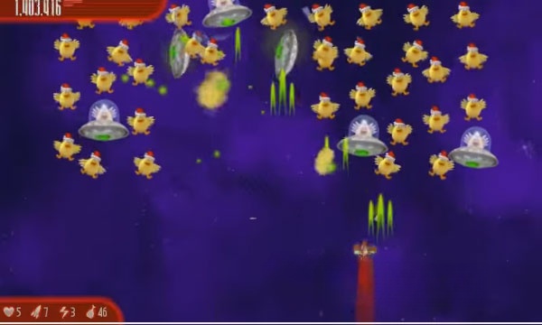 Một cặp boss trong Chicken Invaders 4: Ultimate Omelette Christmas Edition cho Mac 
