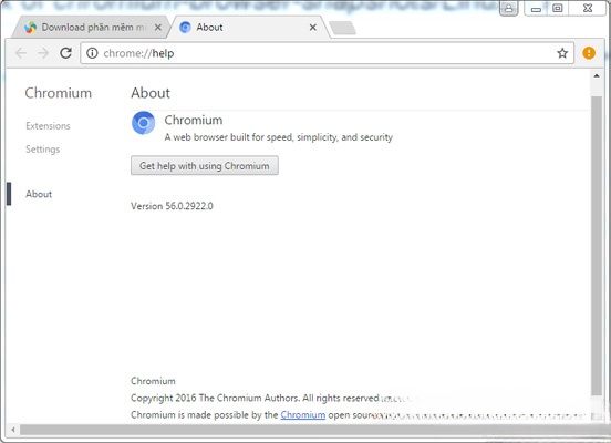 Chromium phiên bản mới nhất