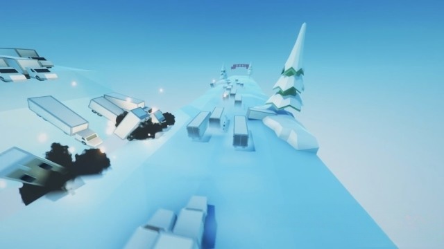 Nhảy lên nóc của nhiều chiếc xe tải trong game hành động Clustertruck