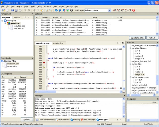 Giao diện Code Blocks