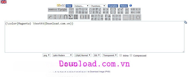 Giao diện ứng dụng CodeCogs Equation Editor