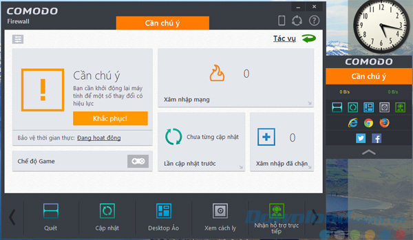 Giao diện của Comodo Firewall