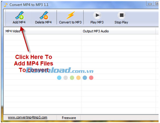 Giao diện chuyển đổi Convert MP4 to MP3
