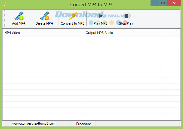 Giao diện của phần mềm tách nhạc từ video Giao diện của phần mềm tách nhạc từ video
