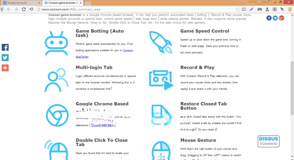 Giao diện chính Coowon Browser
