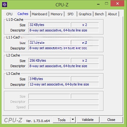 Thẻ Caches của CPU-Z