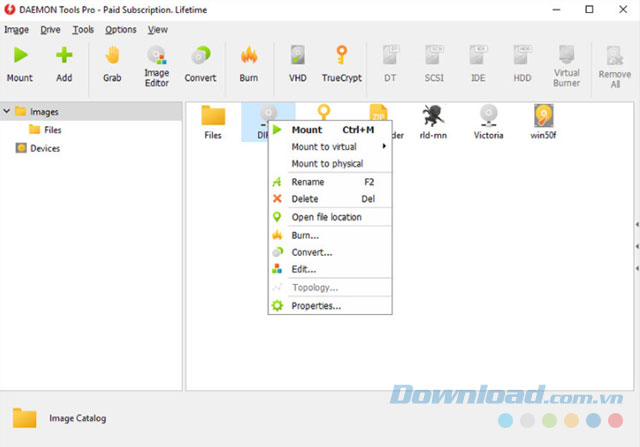 Giao diện Daemon Tools Pro 8