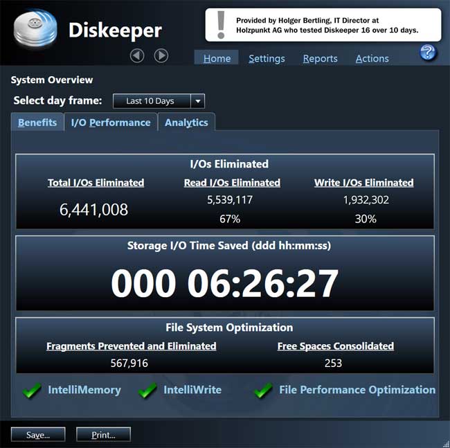 Giao diện Diskeeper Profession 18