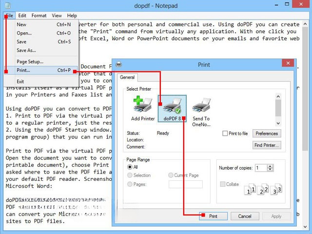 Chuyển đổi từ Notepad sang PDF