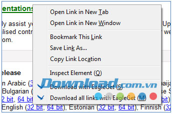 Tích hợp vào trình duyệt EagleGet