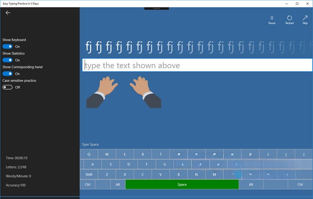 Giao diện Easy Typing Practice