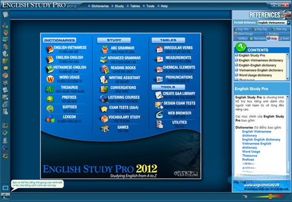 Giao diện chính của English Study Pro