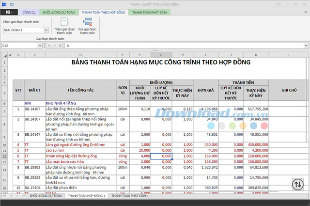 Thanh - Quyết toán Phần mềm dự toán Escon