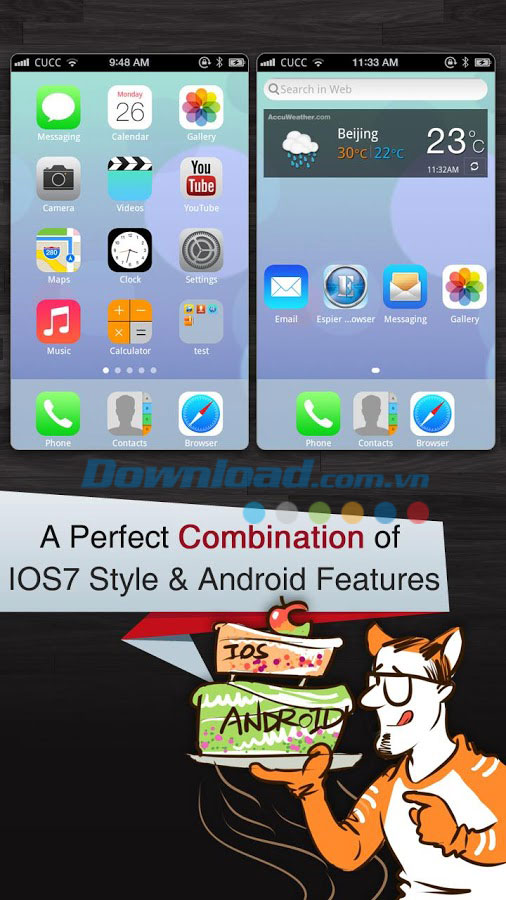 Thay đổi giao diện Android Espier Launcher iOS7 for Android