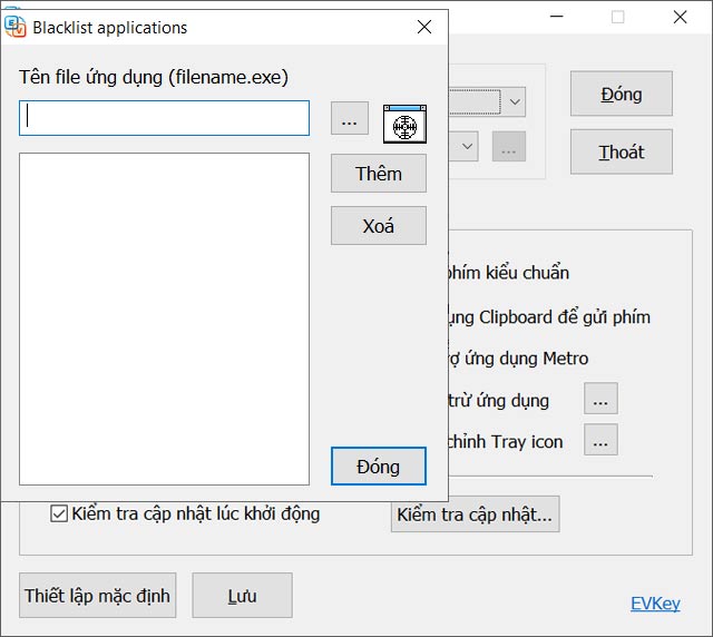 Giao diện Loại trừ ứng dụng