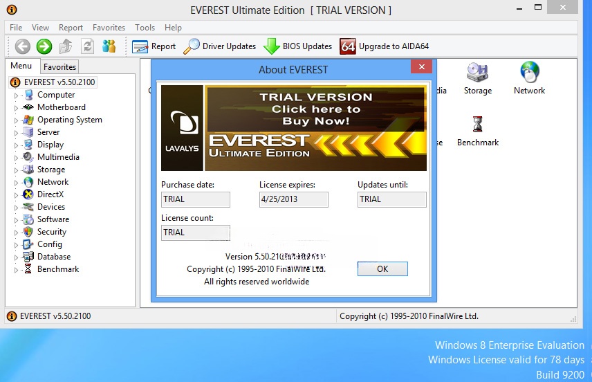 Everest Ultimate trên Windows 8