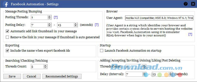 Các lựa chọn cài đặt Các lựa chọn cài đặt