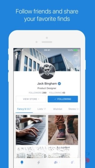Fancy cho iOS có chức năng chia sẻ đồ yêu thích với bạn bè