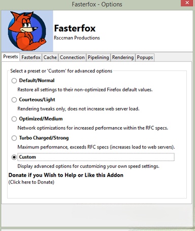 Giao diện Fasterfox Giao diện Fasterfox