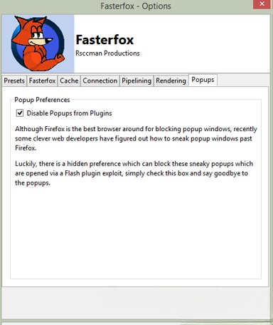 Tùy chọn chặn pop-up của Fasterfox Tùy chọn chặn pop-up của Fasterfox