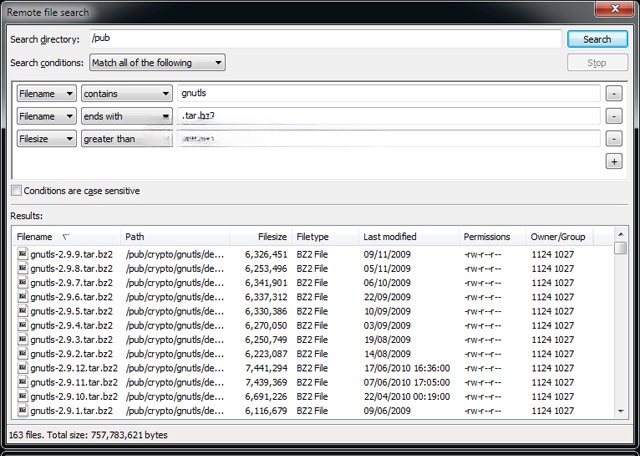 FileZilla hỗ trợ tìm kiếm file từ xa dễ dàng FileZilla hỗ trợ tìm kiếm file từ xa dễ dàng