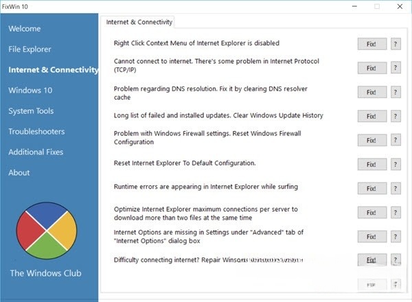 FixWin 10 Internet Connectivity