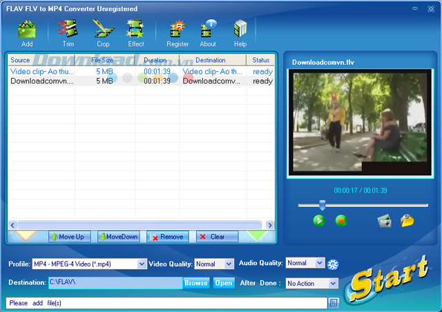 Giao diện FLAV FLV to MP4 Converter Giao diện FLAV FLV to MP4 Converter