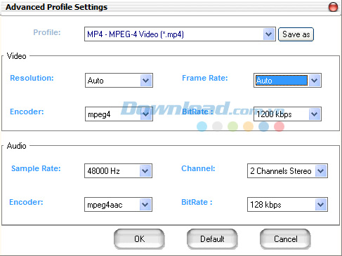 Các cài đặt của phần mềm chuyển đổi video Các cài đặt của phần mềm chuyển đổi video