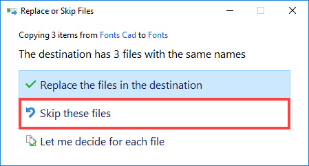 Bỏ qua các font đã có 