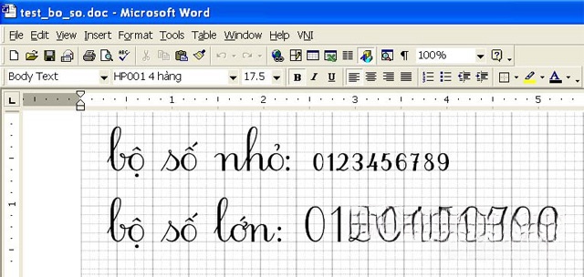 Font chữ tập viết Tiểu học