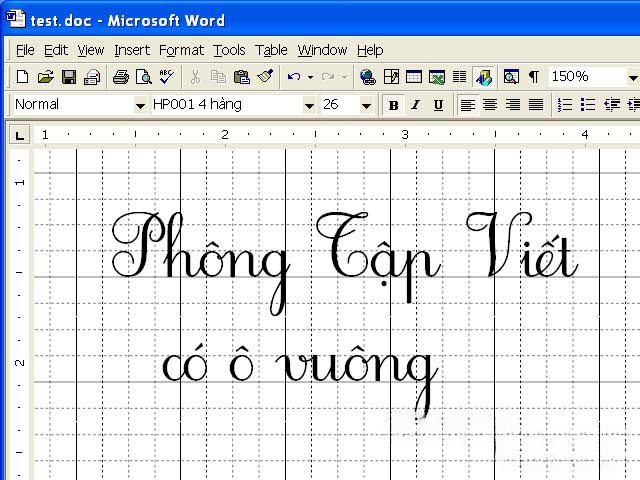 Font chữ tập viết Tiểu học