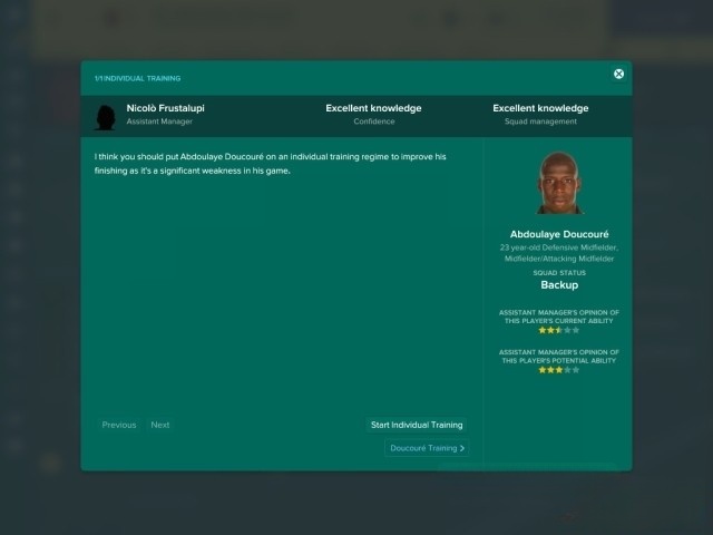 Huấn luyện từng cầu thủ trong game quản lý bóng đá Football Manager 2017 cho máy tính, Mac và Linux