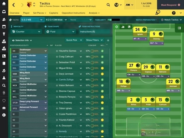 Điều chỉnh chiến thuật sao cho phù hợp với tình hình cụ thể trong game quản lý bóng đá Football Manager 2017 