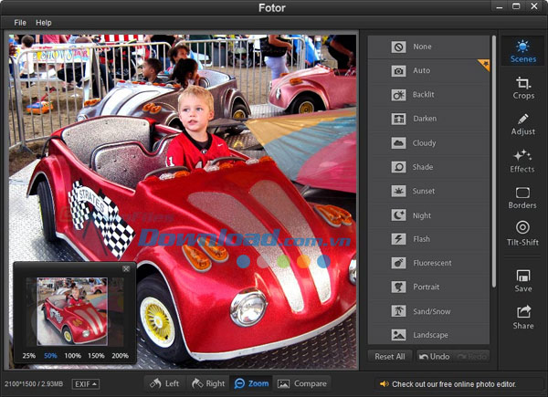 Chế độ cảnh trong Fotor Fotor