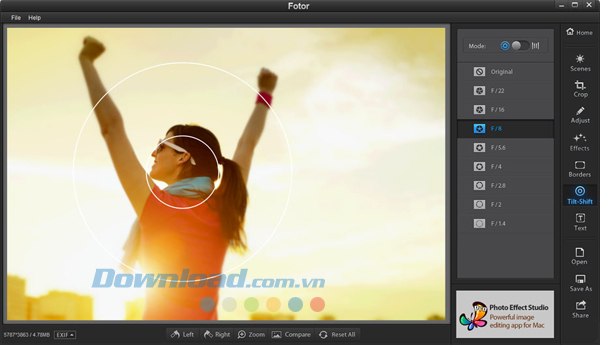 Hiệu ứng Tilt-Shift Fotor