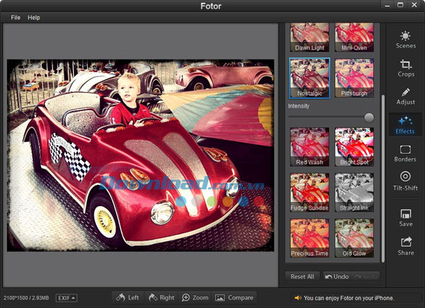 Hỗ trợ nhiều hiệu ứng Fotor