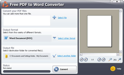 Giao diện Free PDF to Word Converter