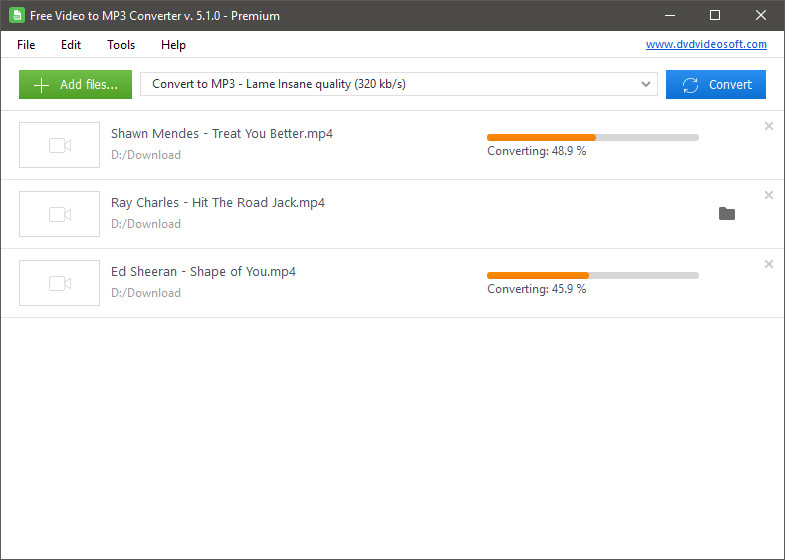 Giao diện đơn giản và dễ sử dụng của Free Video to MP3 Converter