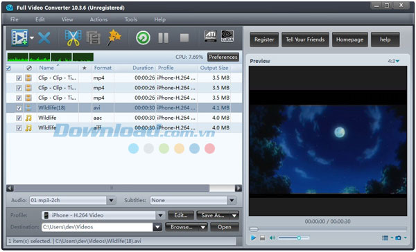 Phần mềm chuyển đổi video đơn giản Full Video Converter