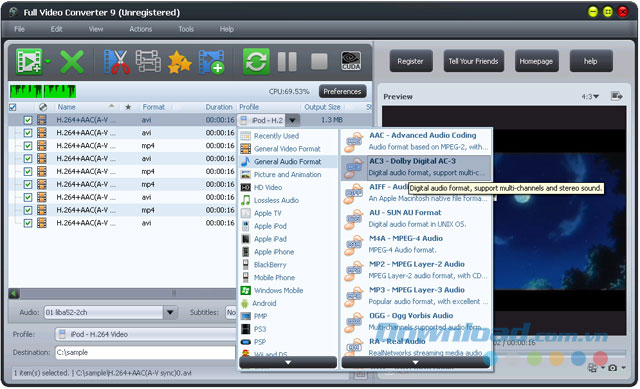 Chuyển đổi video sang audio Chuyển đổi video sang audio