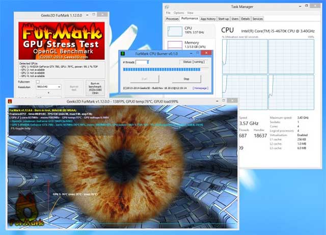 Mmục tiêu của Fur Mark là đưa card đồ họa trong máy vào một bài kiểm tra áp lực