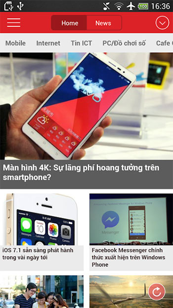 Giao diện đọc bài trên GenK