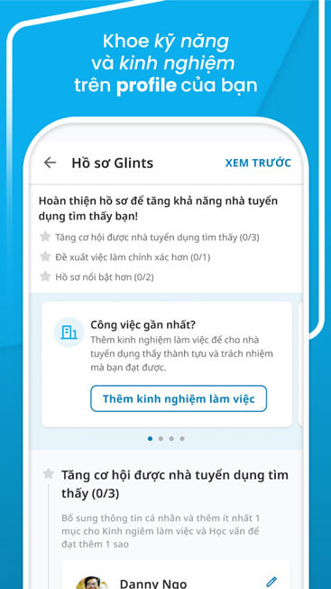 Khoe kỹ năng trên profile